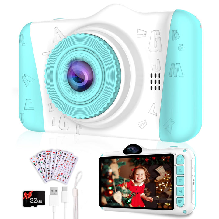 Kinderkamera,3,5-Zoll Grossbildschirm,Digitalkamera Kinder Fotoapparat mit 32GB-Karte,1080P HD 12MP,