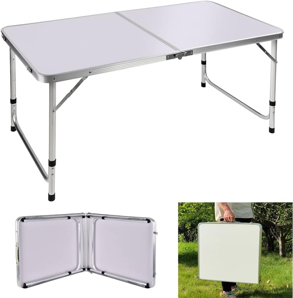 Aluminium-Klapptisch, tragbar, faltbar, Picknicktisch, Campingtisch, 3-fach höhenverstellbar, leicht