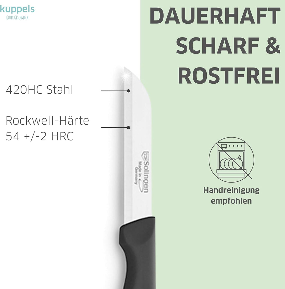 Kuppels Küchenmesser-Set 9-tlg. schwarz, scharfe Klingen aus 420HC-Stahl | Gemüsemesser, Schälmesser