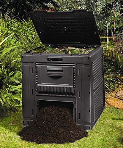 Curver Outdoor E-Composter Gartenkomposter aus Kunststoff 470L Schnellkomposter Deckel Klappbar 79 x