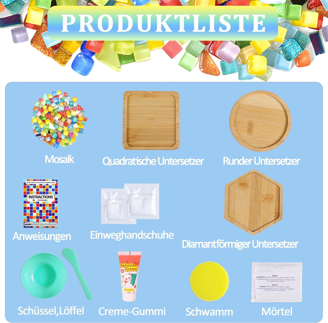 AiYoYo 3 Stück Mosaik Untersetzer DIY Bastelset Geschenke für Erwachsene Kreatives Basteln Geburtsta
