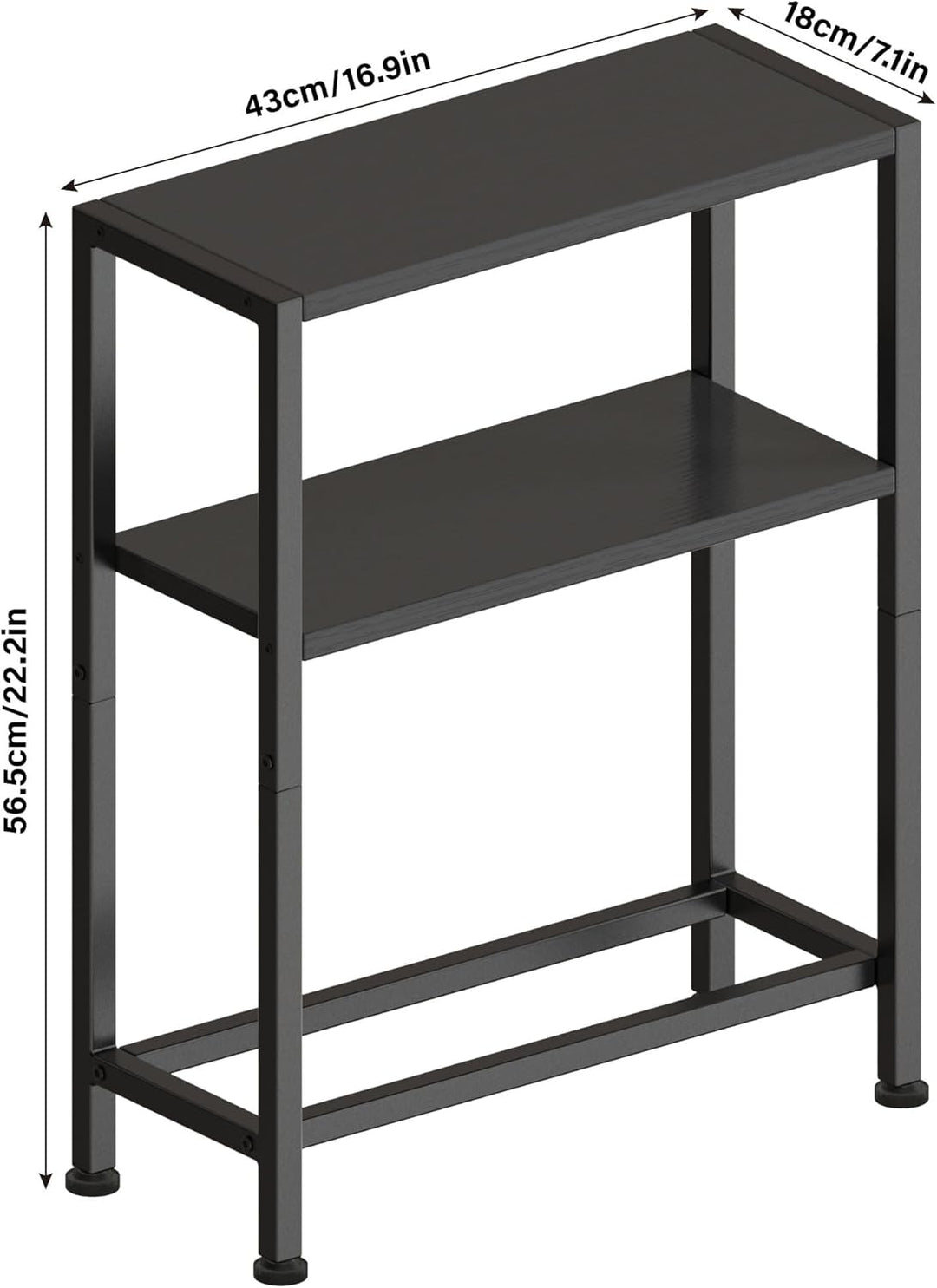 Schmaler Beistelltisch, Nachttisch, 2er Set, 3 Ablagen Nachttisch Schmal mit Stauraum, sofa beistell