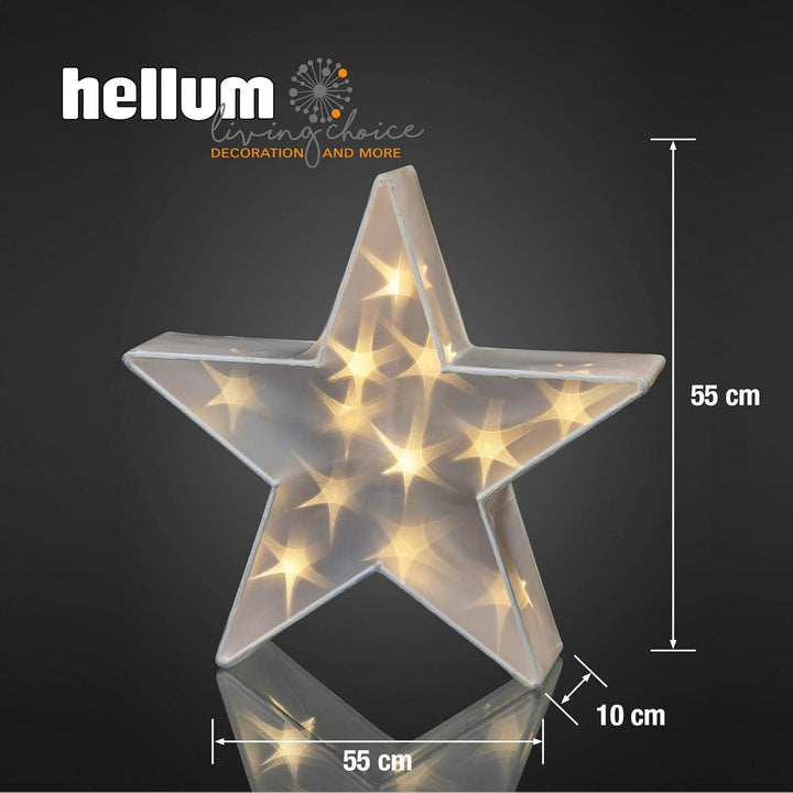 Hellum LED-Holografie Stern Weihnachtsstern mit Holografie Effekt innen warm-weiss 24 LED Ø55x10cm D
