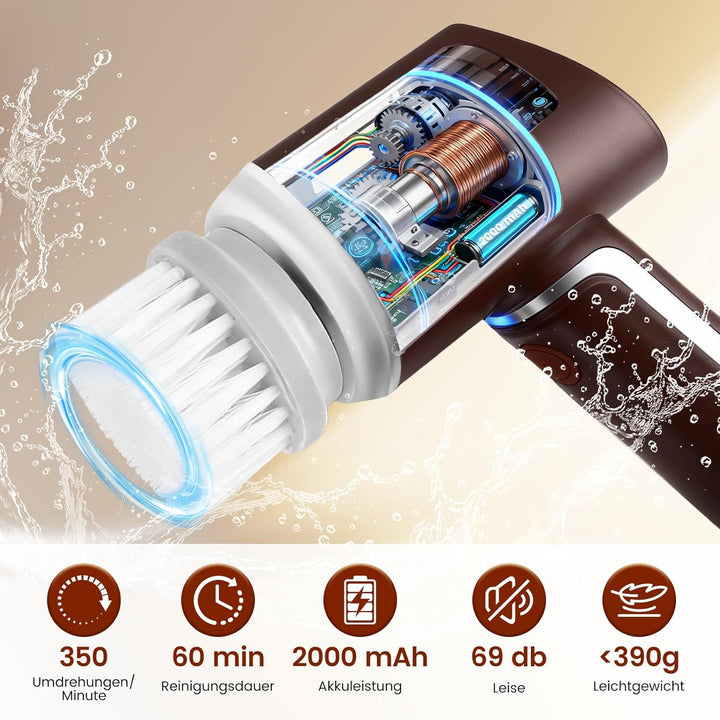 Reinigungsbürste Elektrisch 5-In-1,Ipx7 wasserdichte,Mit 5 Bürstenköpfen,2000 Mah Akku,Horsepower Sc