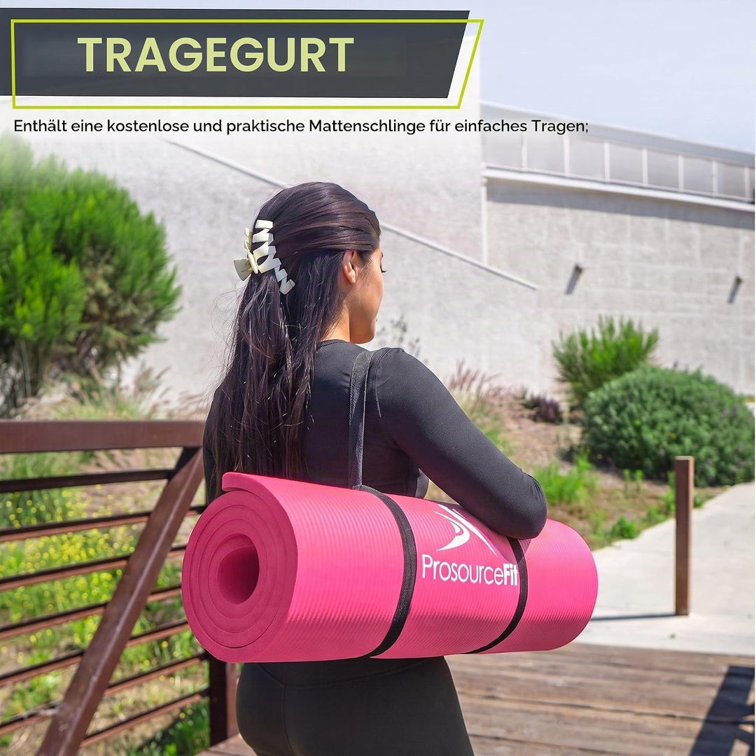ProsourceFit Extra Thick Yoga and Pilates Mat 1/2" Pink, 1/2" Pink