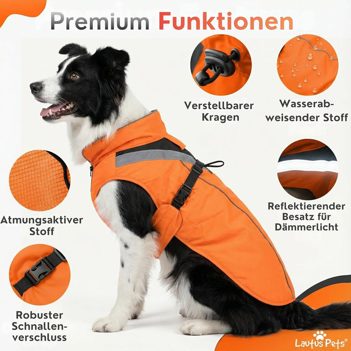 Wasserdichter Hunderegenmantel, reflektierenden Sicherheitsstreifen & Leinenöffnung – Leichte, Jacke