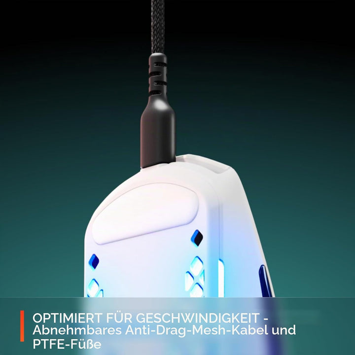 SteelSeries Aerox 3 Wireless Snow (2022) - Superleichte Gaming-Maus - 68 g Gewicht und wasserabweise