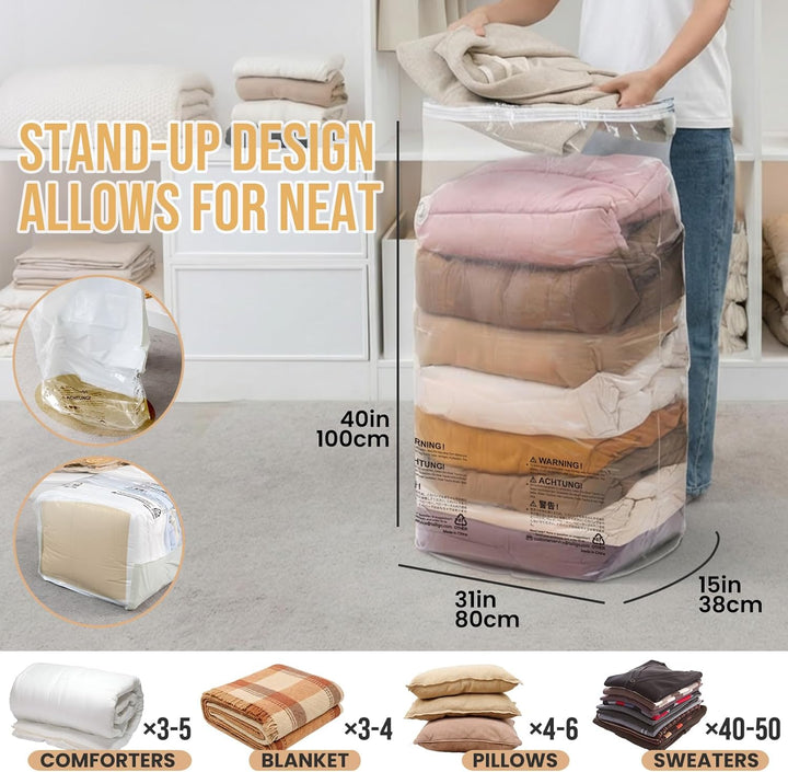 TAILI Würfel Vakuumbeutel für Kleidung, Jumbo 12 Pack (80x100x38 cm), Extra grosse Vakuum Beutel für