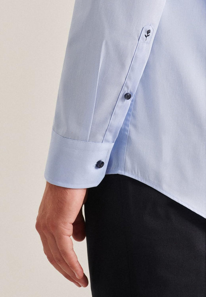 Seidensticker Herren Regular Fit Langarm Popeline Hemd, 39 Hellblau