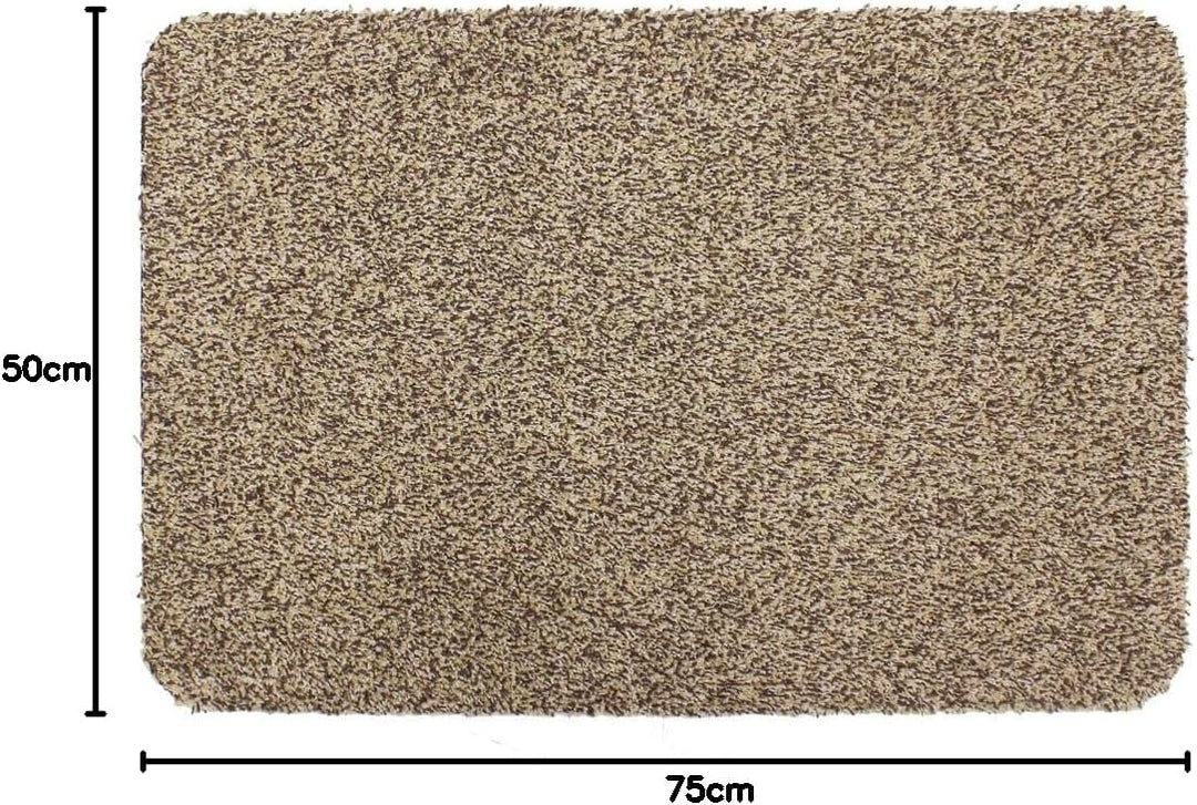 JVL Tanami Fussmatte, maschinenwaschbar, Baumwolle/Polyester/Gummi/Mikrofaser, beige, 50 x 75 cm Bei