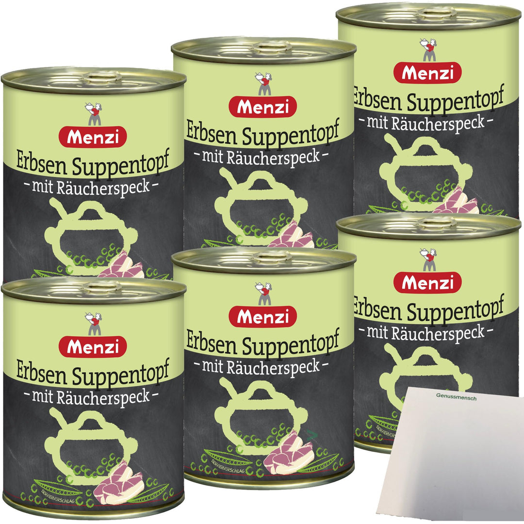 Menzi Erbsen Suppentopf mit Räucherspeck 6er Pack (6x800ml Dose) + usy Block