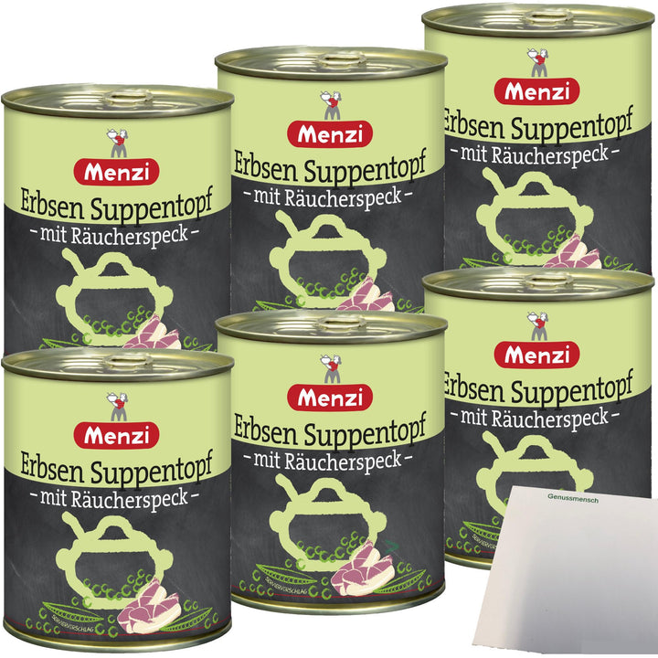Menzi Erbsen Suppentopf mit Räucherspeck 6er Pack (6x800ml Dose) + usy Block