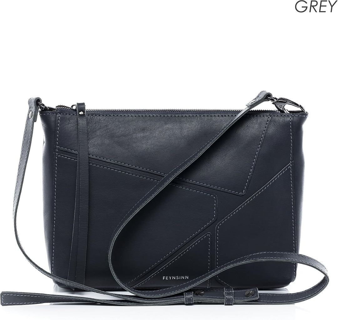 FEYNSINN Clutch mit langem Schultergurt JEMMA PUZZLE aus Premium Leder I Handtasche für Damen I Umhä