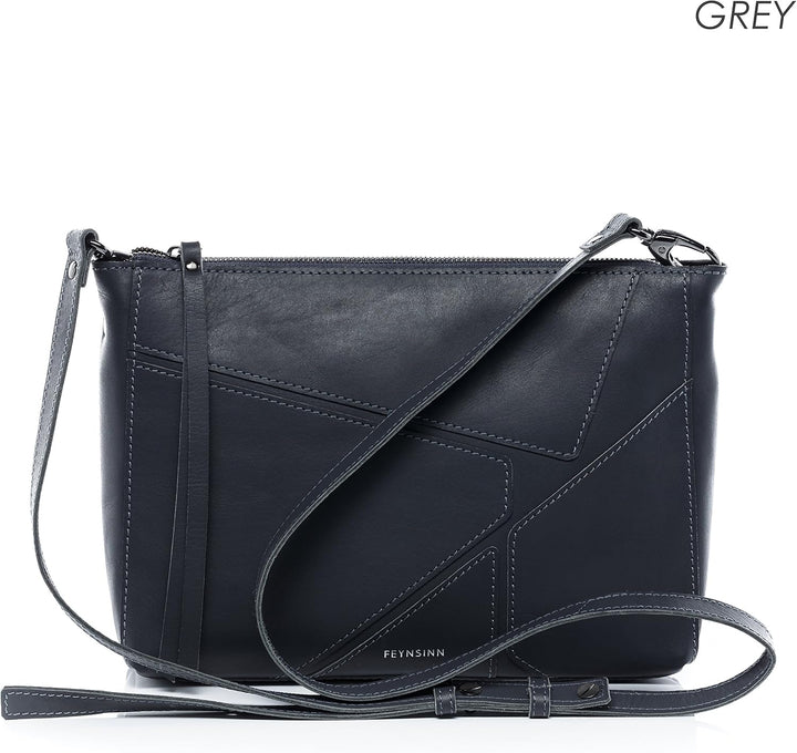 FEYNSINN Clutch mit langem Schultergurt JEMMA PUZZLE aus Premium Leder I Handtasche für Damen I Umhä