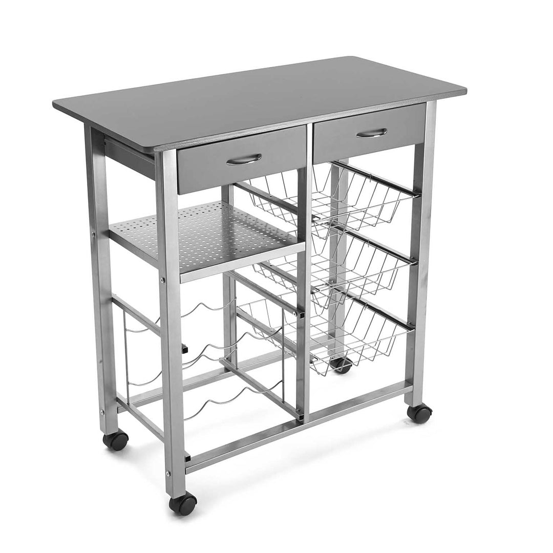 Versa Leicester Küchenwagen mit Rädern, Schubladen und Flaschenregal, Gemüsehändler, Küchenablage, M