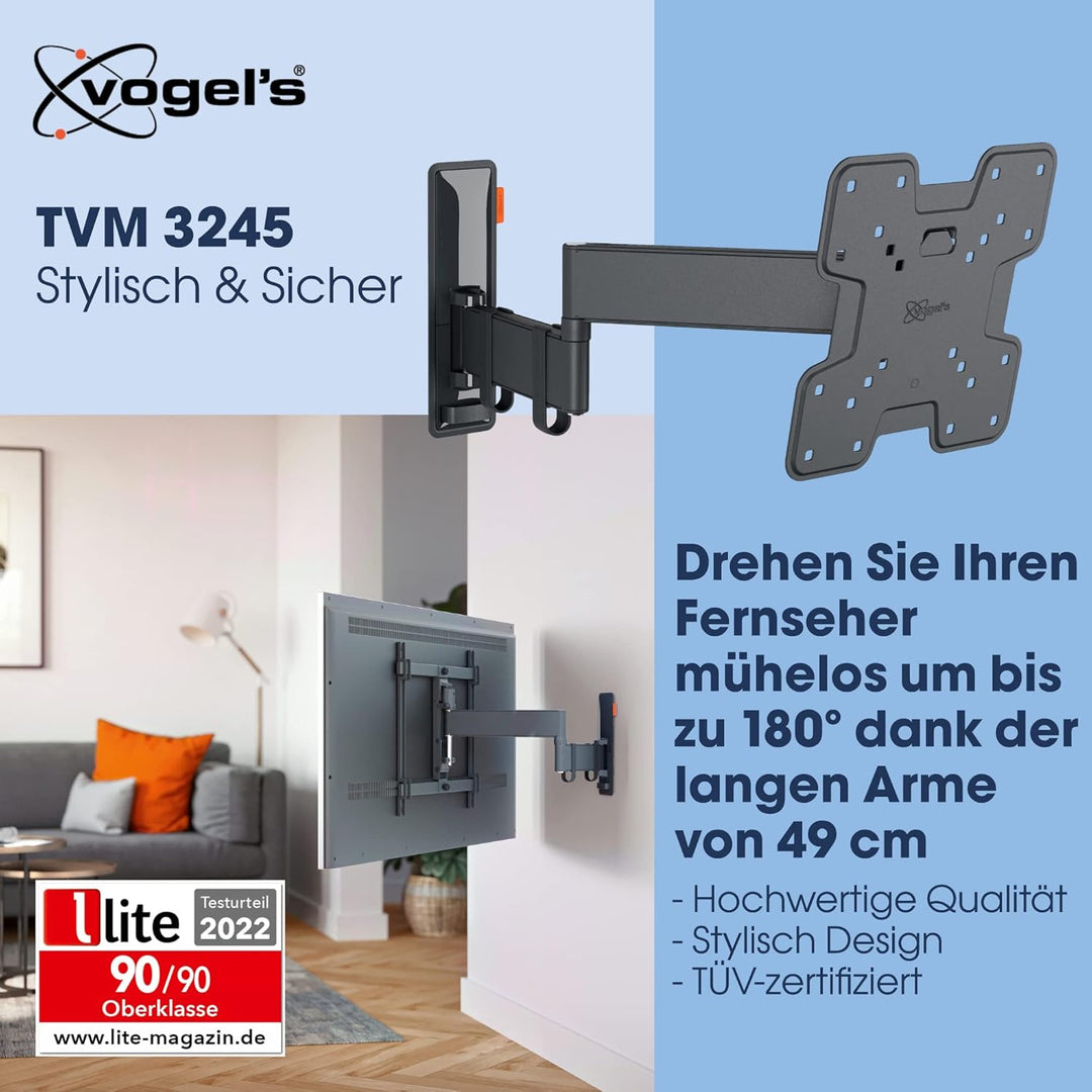 Vogel's Comfort TVM 3245 Schwenkbare TV-Wandhalterung für 19-43 Zoll Fernseher, Max. 15 kg, Schwenkb