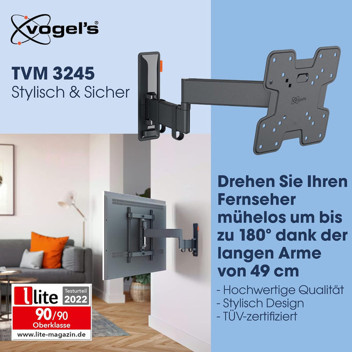 Vogel's Comfort TVM 3245 Schwenkbare TV-Wandhalterung für 19-43 Zoll Fernseher, Max. 15 kg, Schwenkb