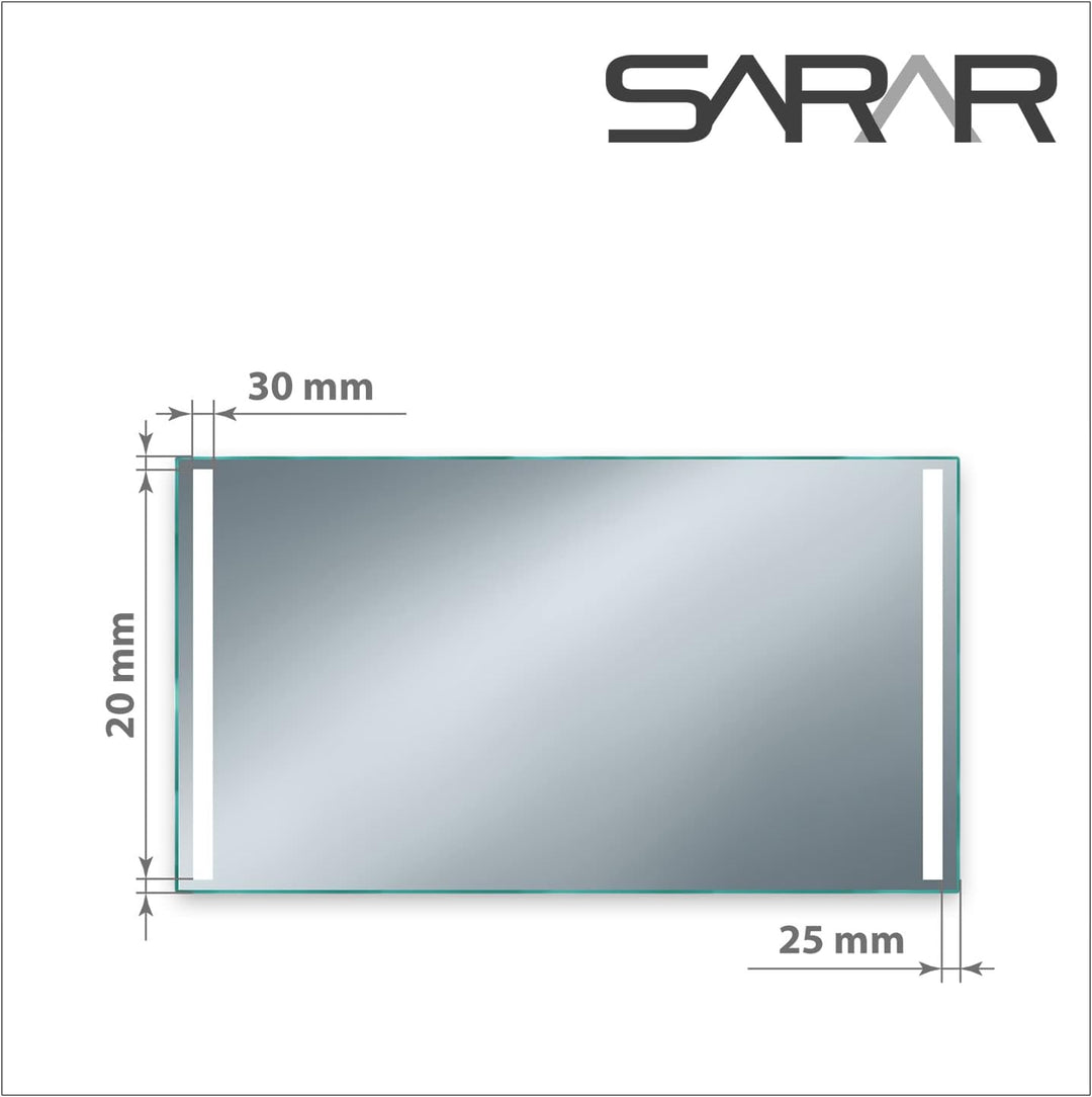 SARAR Badezimmerspiegel mit LED-Beleuchtung Bad 40x60 cm Made in Germany Designo MA2110 eckiger Wand