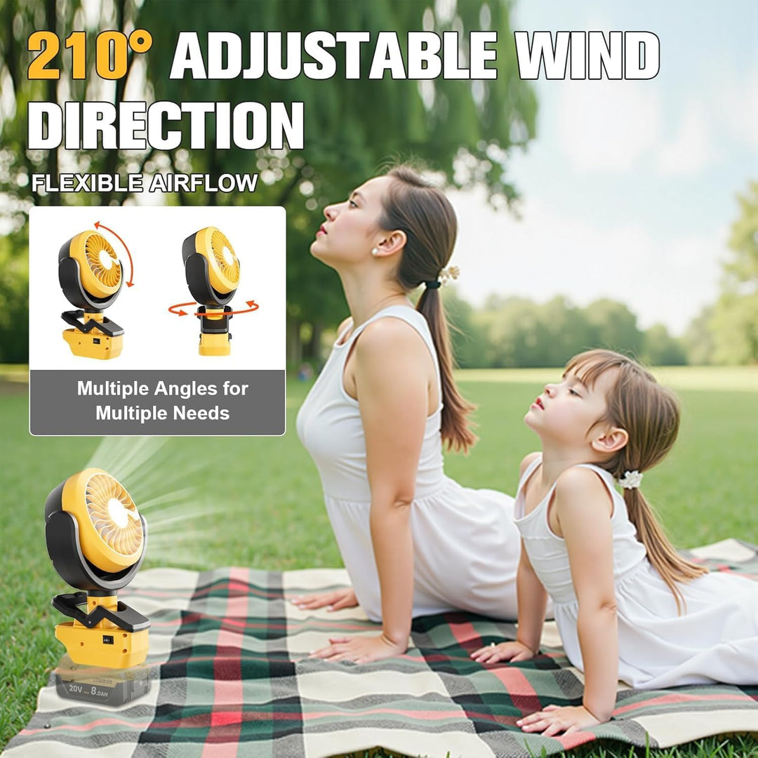 GGiking Akku Ventilator für dewalt 18V Akku (ohne Akku) Tragbarer Clip-On-Ventilator Tischventilator