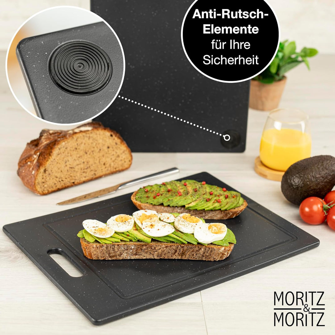 Moritz & Moritz 4x Schneidebretter Kunststoff - 36 x 27,5 cm - Schneidebretter BPA frei - Küchenbret