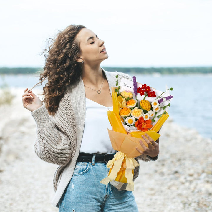 ASTNIC Häkelset für Anfänger, Komplette Blumen Häkelset für Anfänger Erwachsene, Rosenstrauss Häkeln