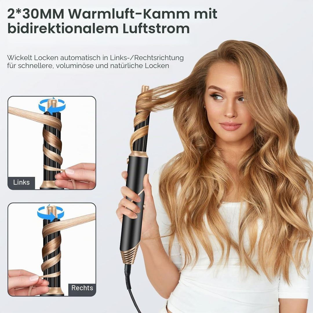 KYN 6 in 1 Warmluftbürste Föhnbürste, Zusammenklappbar Lockenbürste mit Automatisch Rotierendem Lock