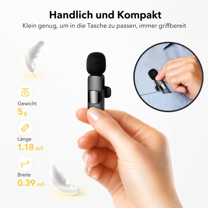 Mikrofon Handy iPhone | Bluetooth Kabellos Mini Wireless Lavalier Microphone Lightning für Ipad I Ph