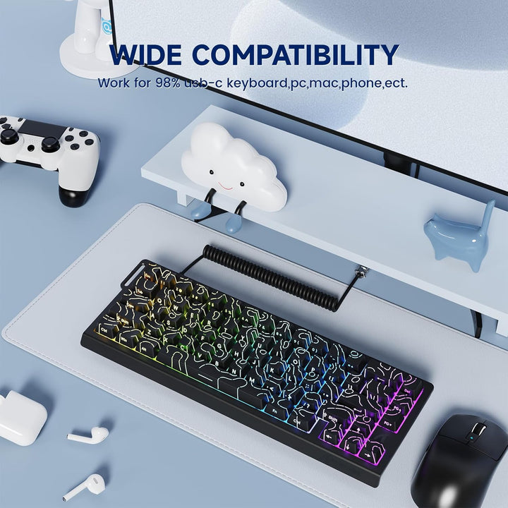 MAMBASNAKE C01 Spiral Tastaturkabel, Pro Custom Coiled USB C Kabel für Mechanische Tastatur, Typ C a