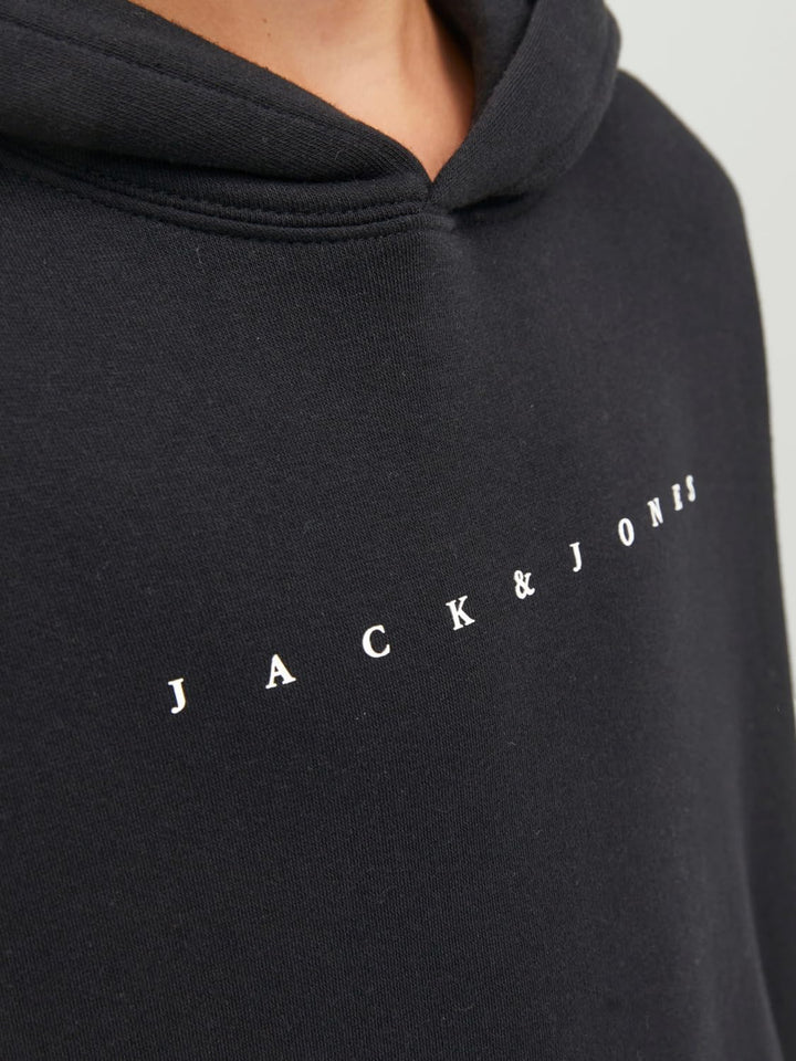 JACK & JONES Jungen Jjestar Jj Sweat Hood Noos Jnr Kapuzenpullover, Black/Fit:loose