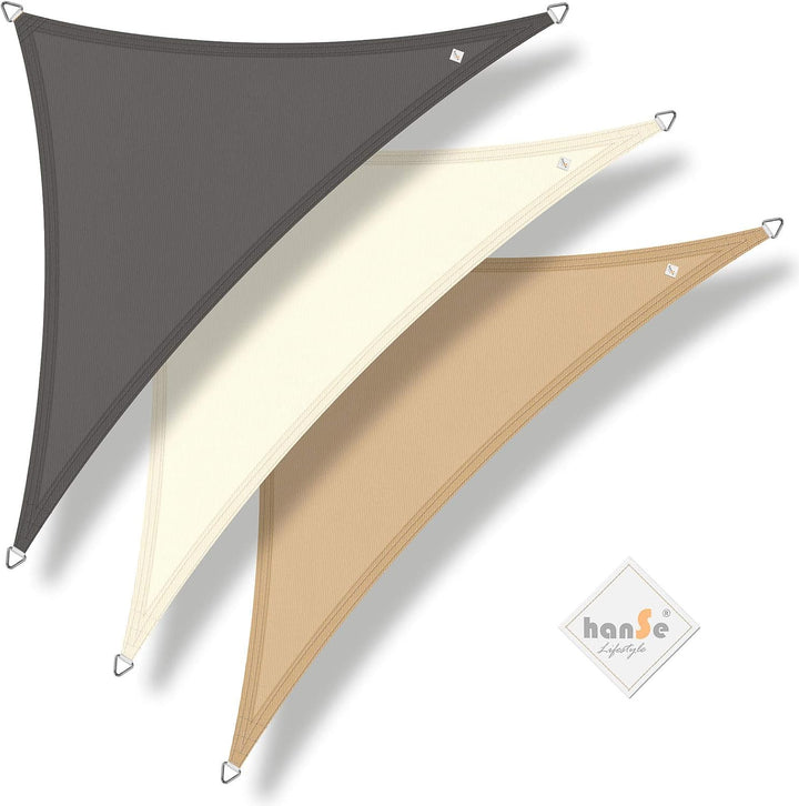 hanSe Sonnensegel rechteckig, Segeltuch Rechteck, 3x5m in Sand, aus Polyester, wetterbeständig, mit