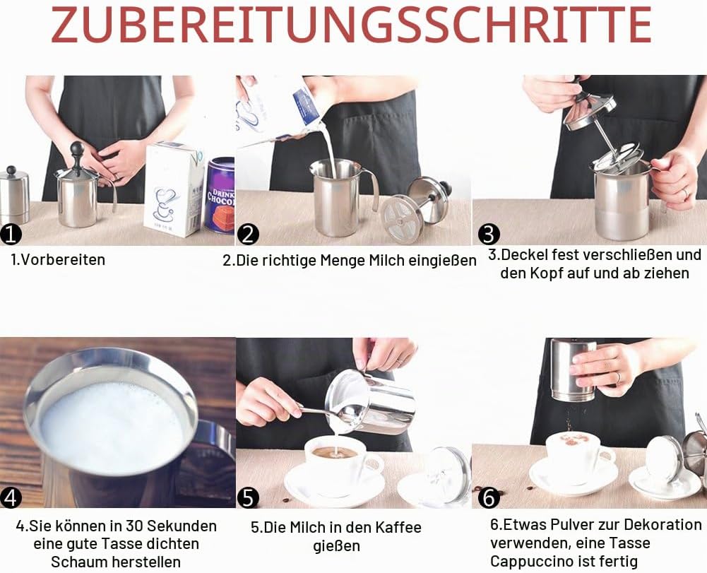 Milchaufschäumer 400ML/800ML Edelstahl Manuelle Milchaufschäumer Double Mesh Kaffee Cappuccino Foame