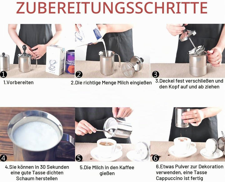 Milchaufschäumer 400ML/800ML Edelstahl Manuelle Milchaufschäumer Double Mesh Kaffee Cappuccino Foame