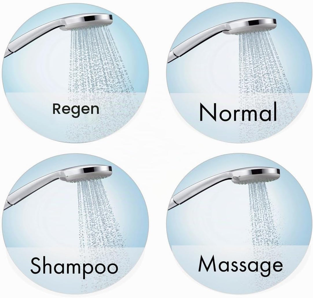 hansgrohe Croma 100 wassersparender Duschkopf (4 Strahlarten) Chrom &amp; Metaflex Duschschlauch, 1,60m,