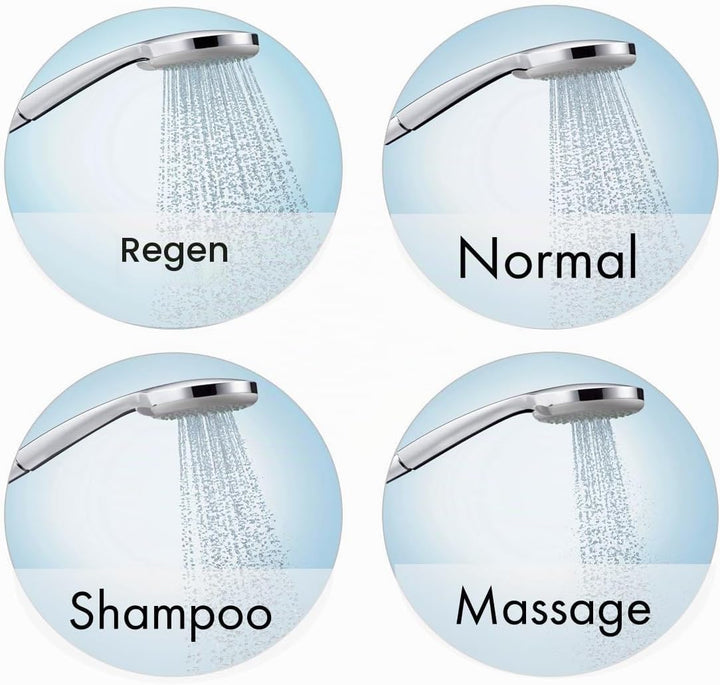 hansgrohe Croma 100 wassersparender Duschkopf (4 Strahlarten) Chrom &amp; Metaflex Duschschlauch, 1,60m,