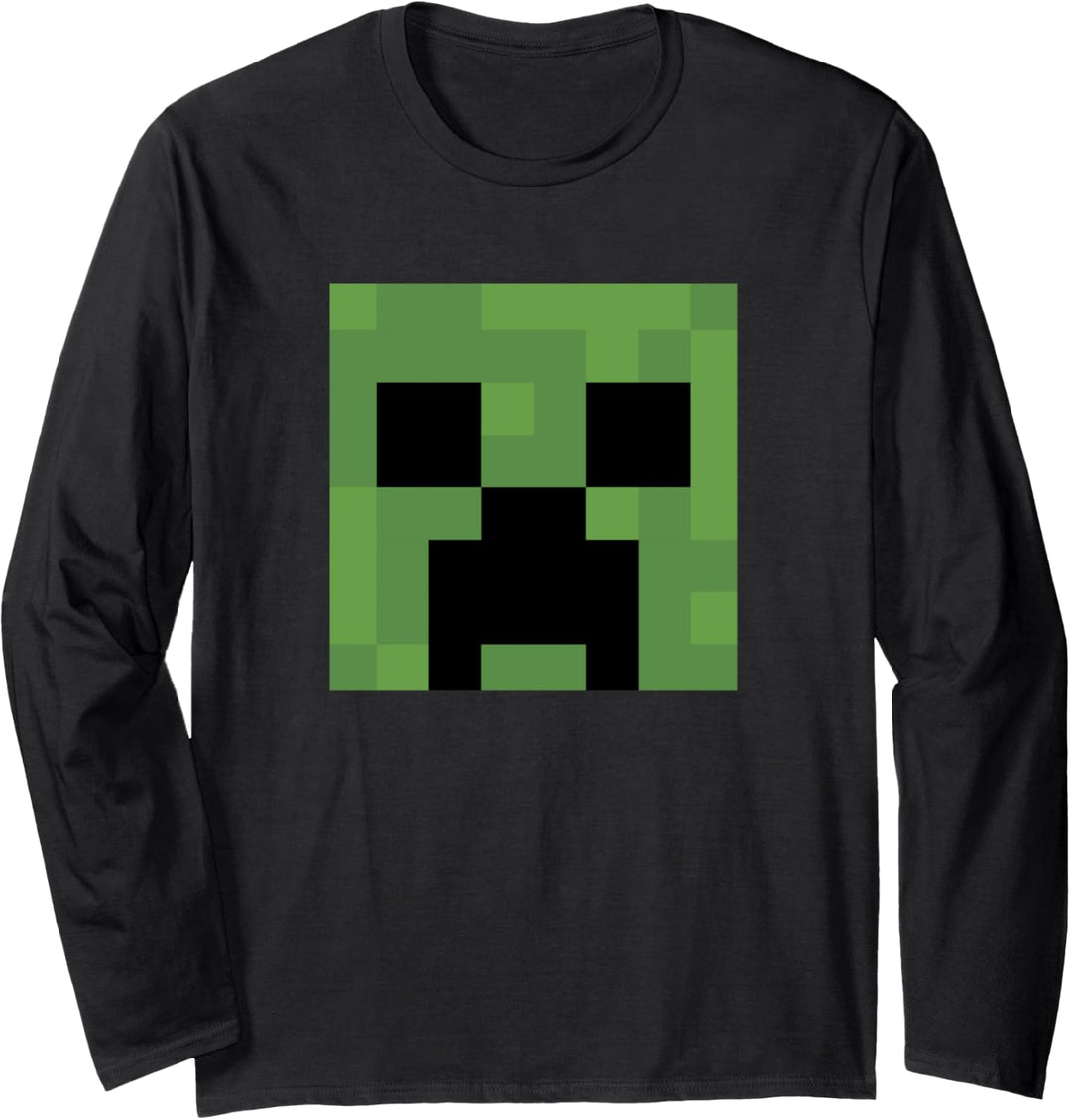 Minecraft Creeper Grosses Gesicht Langarmshirt
