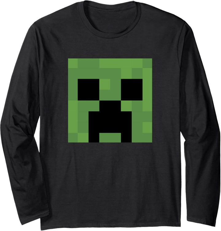 Minecraft Creeper Grosses Gesicht Langarmshirt