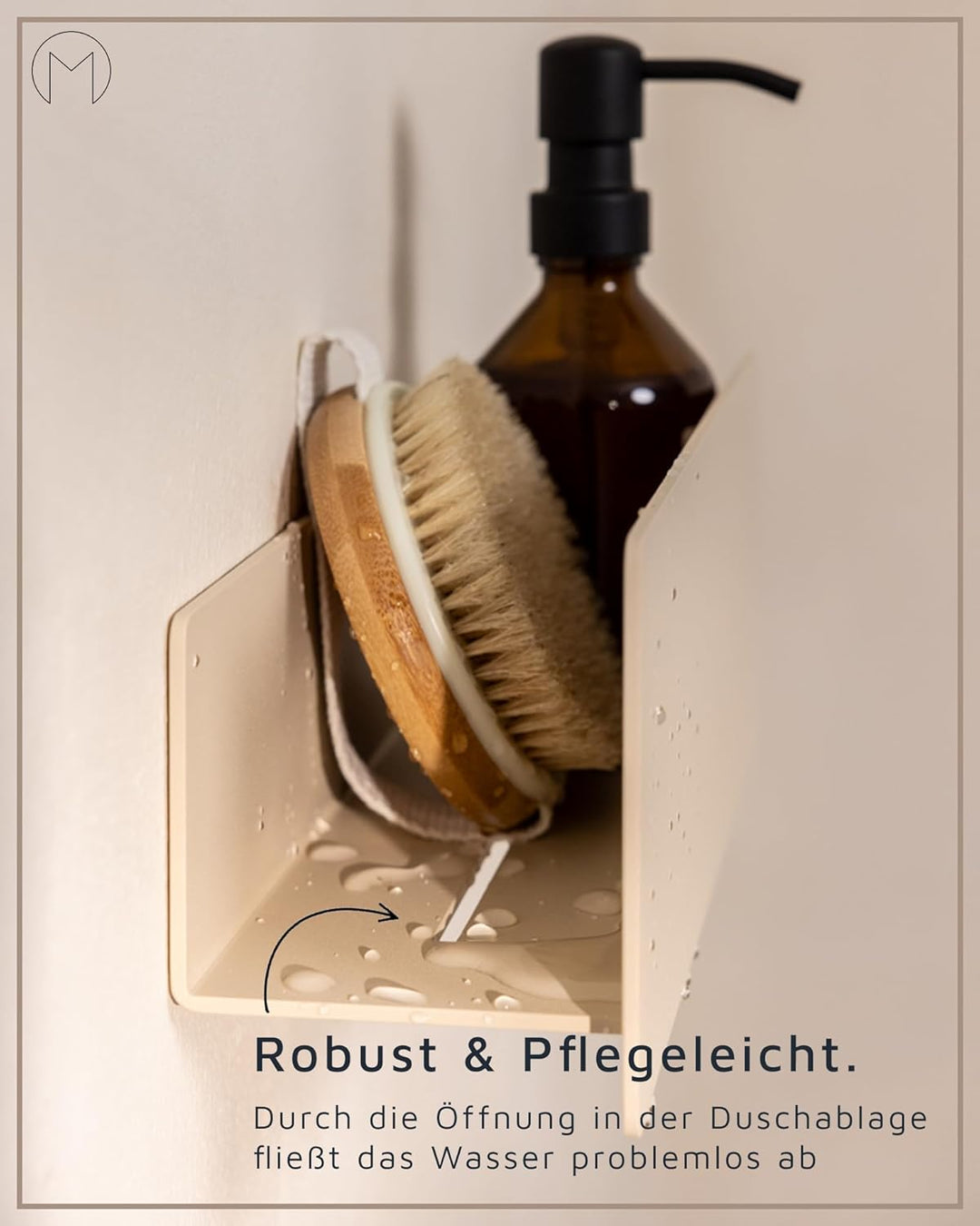 Metallbude Duschablage SHEA Hot Choc - Duschregal ohne Bohren - Pulverbeschichtetes Metall - Kratz-,