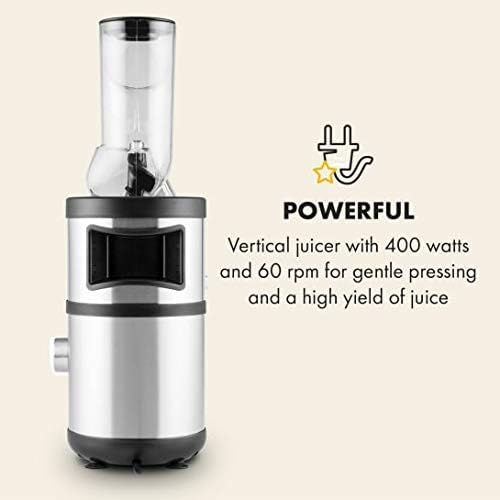 Klarstein Fruitberry, Entsafter, vertikale Saftpresse, extrem feine Edelstahl-Mikrosieb, Slow Juicer