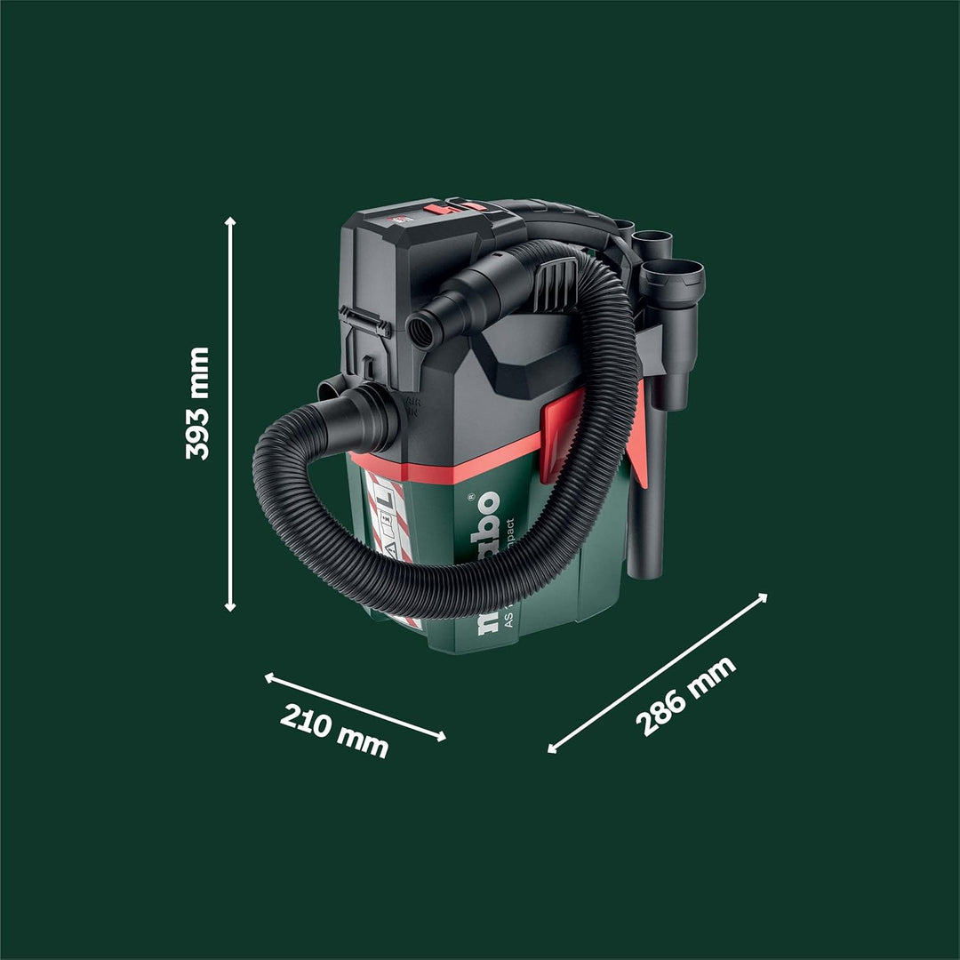Metabo AS 18 L PC Compact Akku-Sauger 18V - Karton- mit manueller Filterreinigung - 602028850
