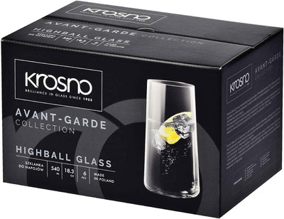 KROSNO Wassergläser Longdrinkgläser Trinkgläser | Set von 12 | 540 ML | Avant-Garde Kollektion | Per