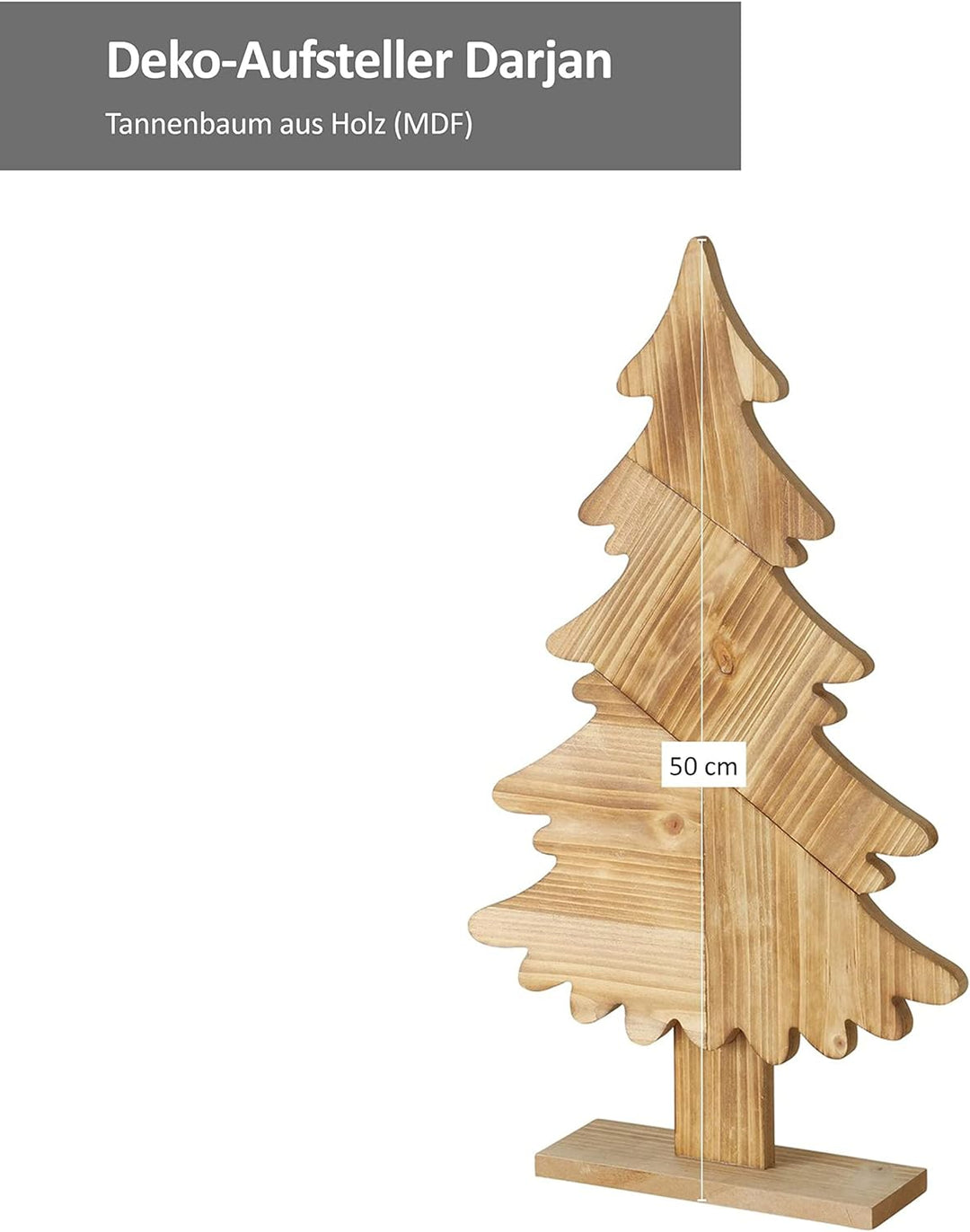 Boltze Deko-Aufsteller Darjan I H 50cm I Deko-Tanne aus Holz I Weihnachtsbaum I Weihnachts-Deko Tann