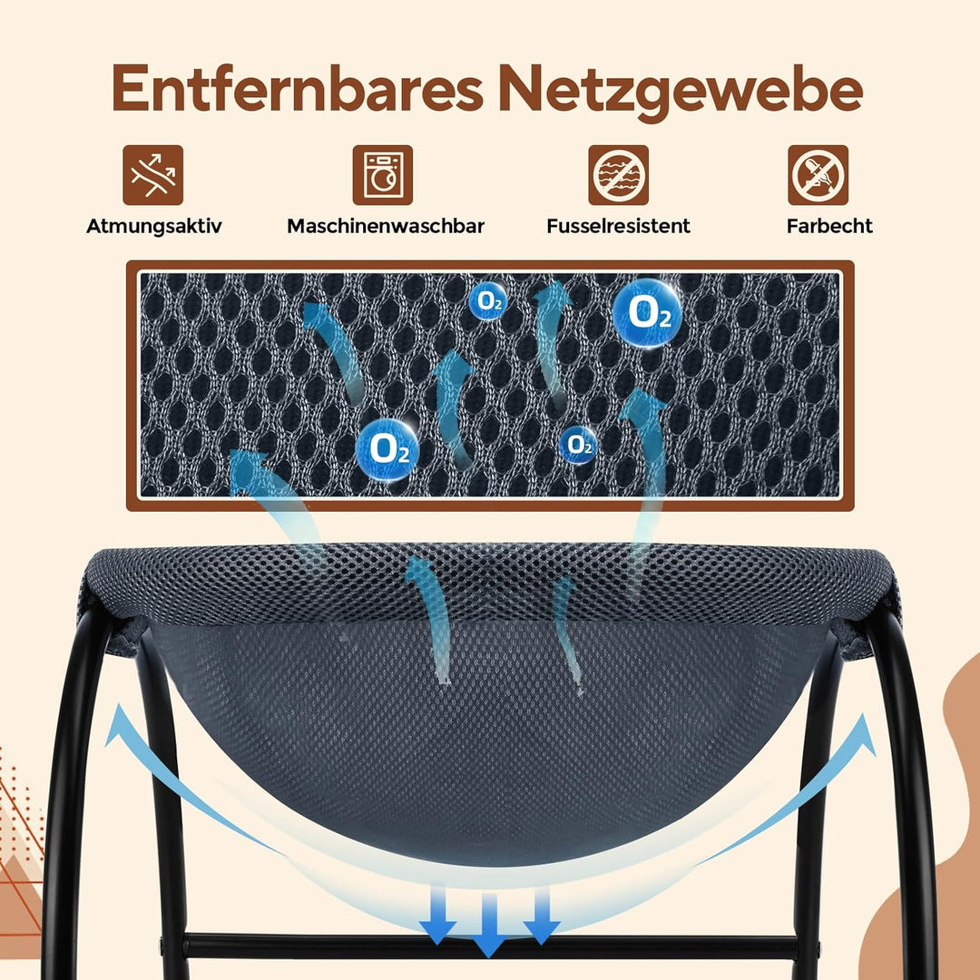 Katzen Hängematte, erhöhter Katzenbett mit abnehmbarem, Waschbarem Netzstoff, stehend katzenhängemat
