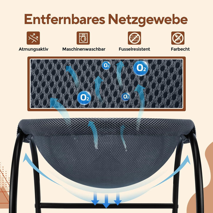 Katzen Hängematte, erhöhter Katzenbett mit abnehmbarem, Waschbarem Netzstoff, stehend katzenhängemat