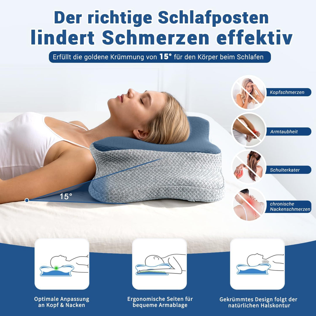Memory Foam Kissen, Gebärmutterhalskissen für Nacken und Schultern Schmerzlinderung, Ergonomische Ko