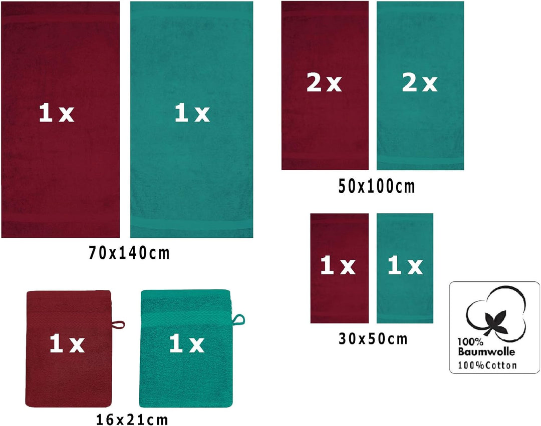 Betz 10-TLG. Handtuch-Set Premium 100% Baumwolle 2 Duschtücher 4 Handtücher 2 Gästetücher 2 Waschhan