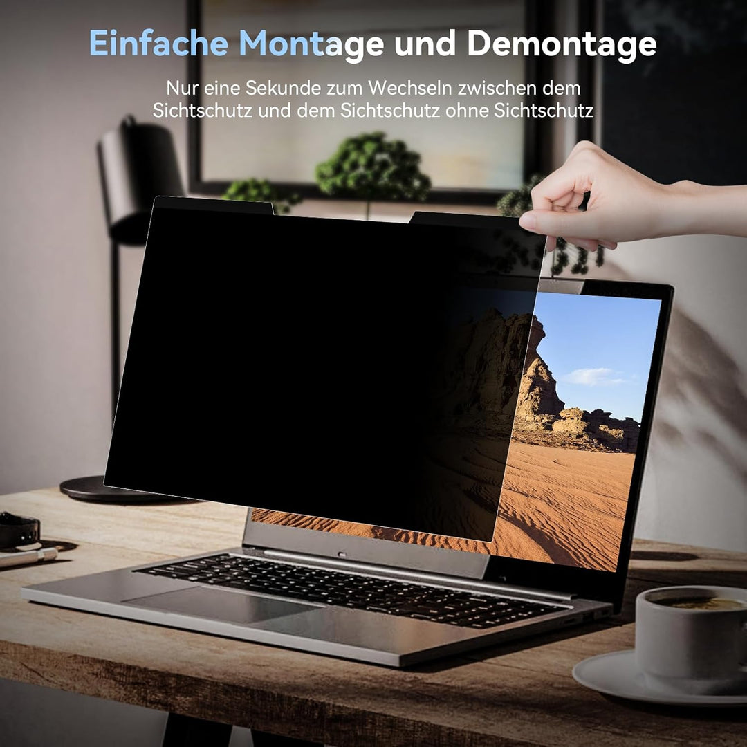 Magnetischer sichtschutz für 15,6 Zoll Laptop 16:9, Abnehmbarer Sichtschutzfolie, Anti Blaulicht Ble