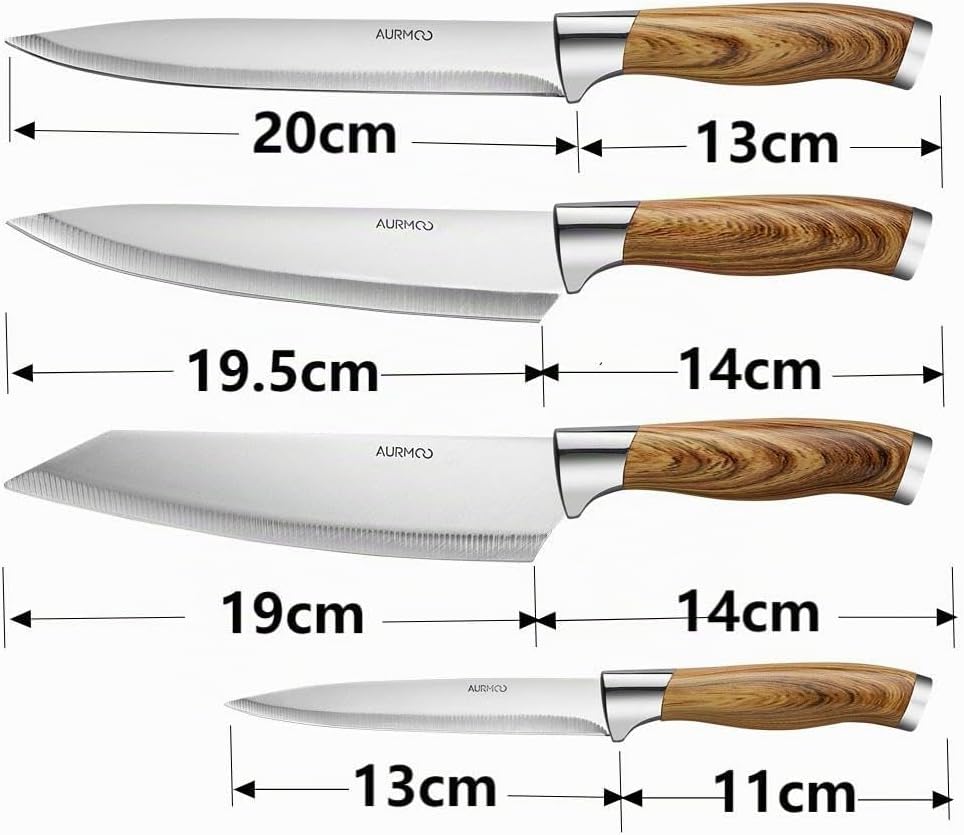 Messerset, Scharfes Küchenmesser Set 6-teilig, Messer Kochmesser Set aus Edelstahl, Messer Set Profi