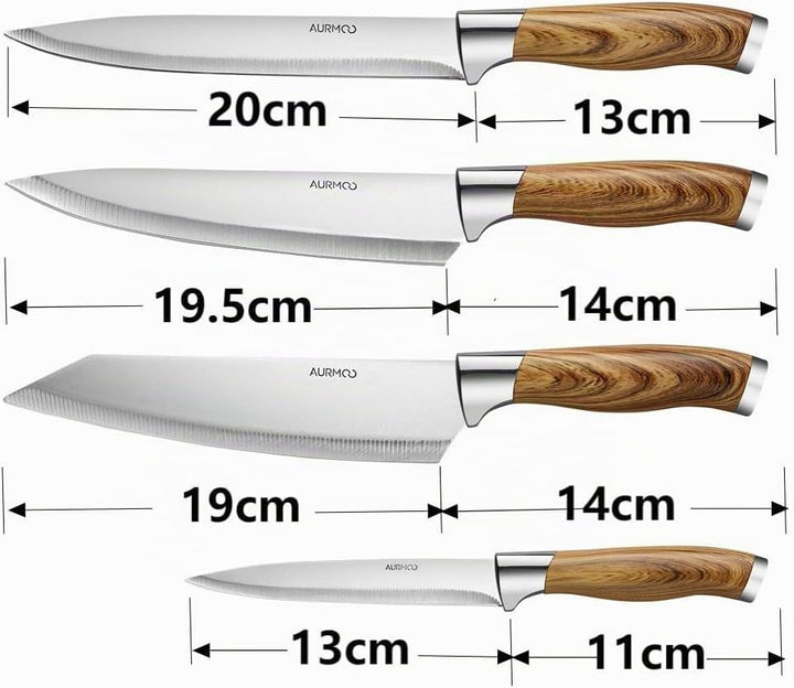Messerset, Scharfes Küchenmesser Set 6-teilig, Messer Kochmesser Set aus Edelstahl, Messer Set Profi