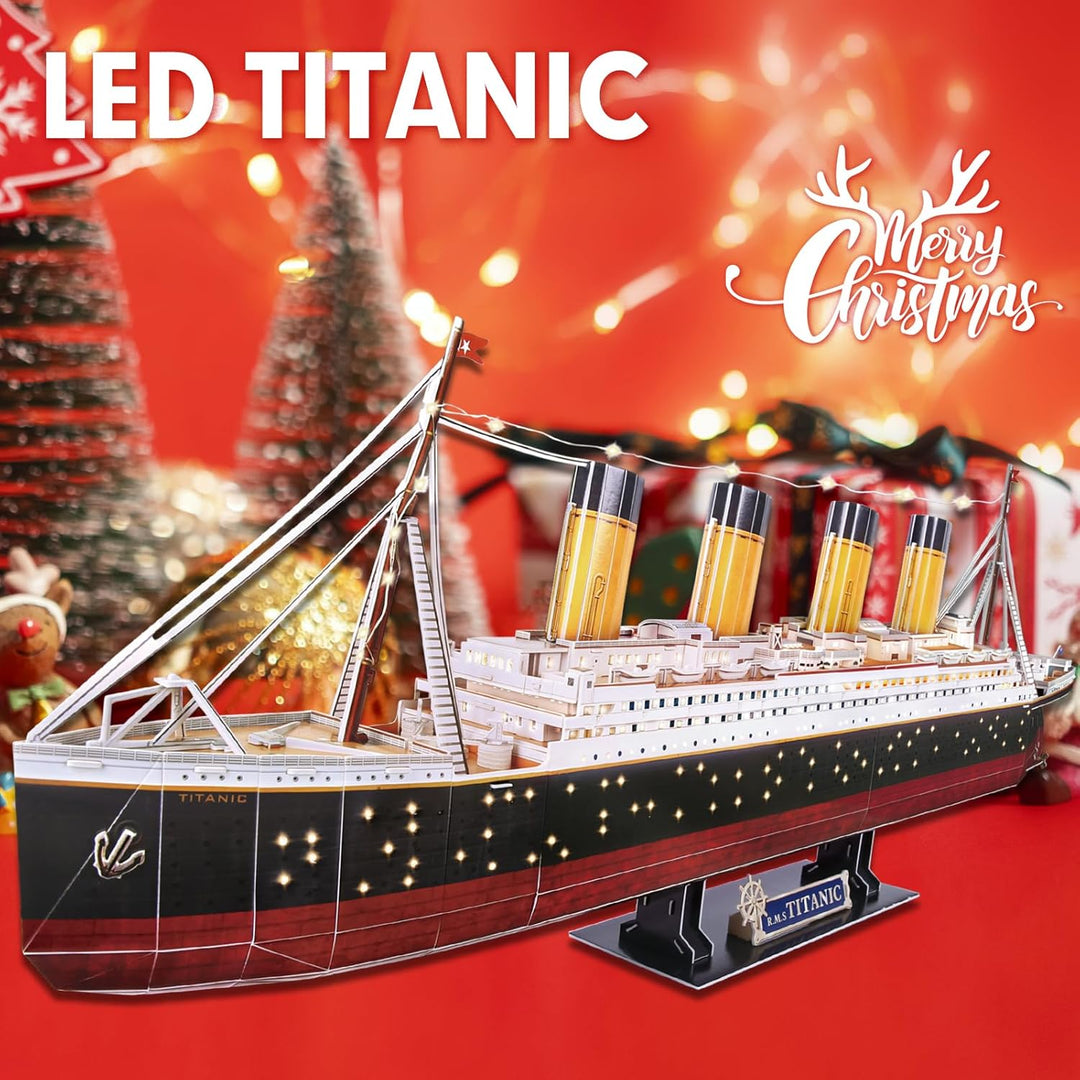CubicFun Titanic 3D-Puzzle, LED, 88 cm, Modell Titanic, Spielzeug für Erwachsene und Jugendliche, 26