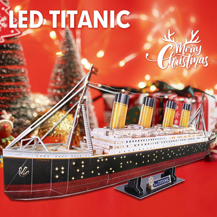 CubicFun Titanic 3D-Puzzle, LED, 88 cm, Modell Titanic, Spielzeug für Erwachsene und Jugendliche, 26